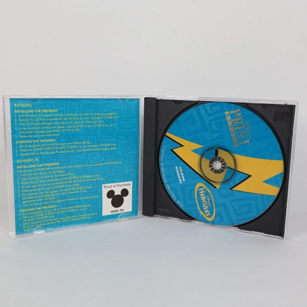 Disney's Hercules Print Studio (PC, 1997) CD-ROM Arts and Crafts Software